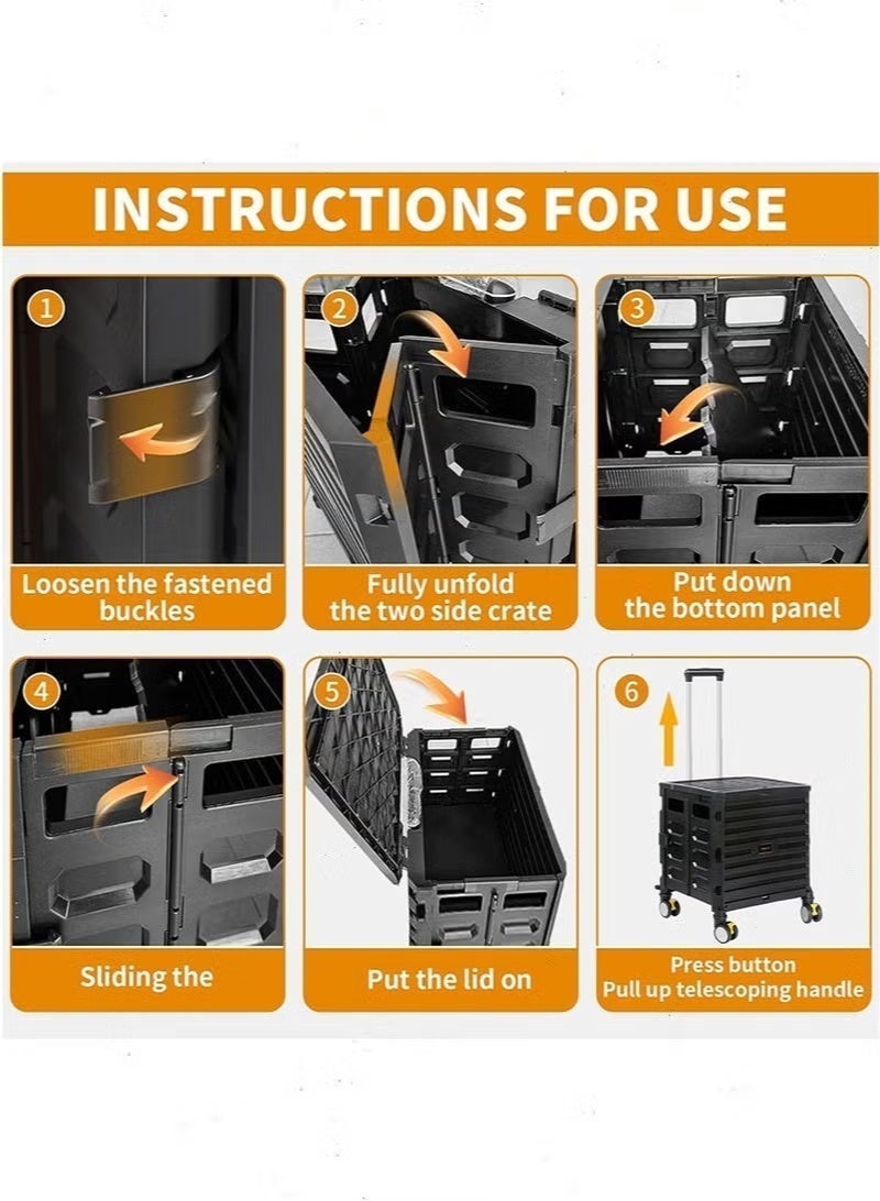 XiuWoo عربة تسوق قابلة للطي مع 4 عجلات وغطاء - Image 5